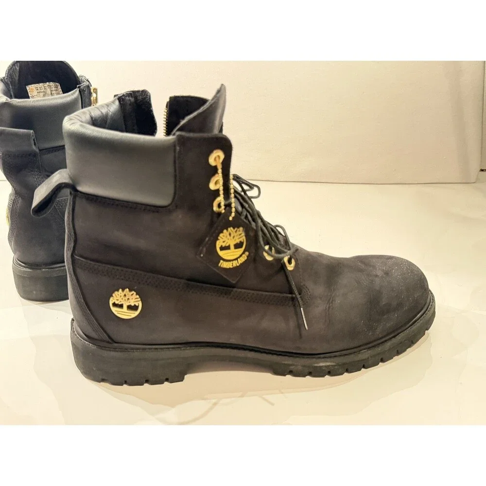 Timberland X Men's Black Culture Kings Side Zip Lace Up Boots Size US 13W